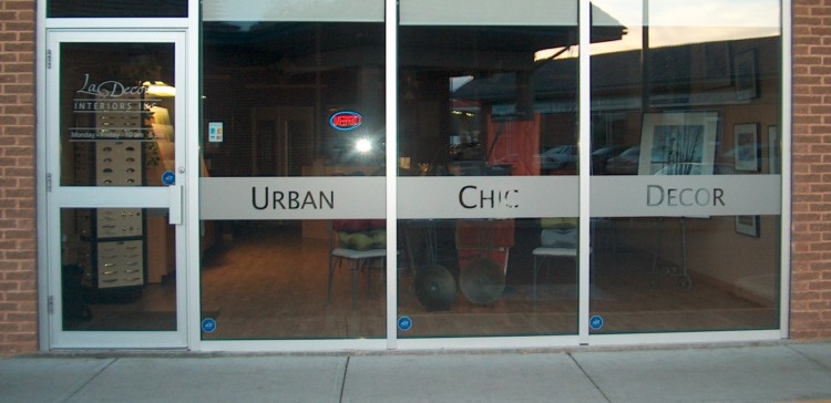 Frosted privacy film installation